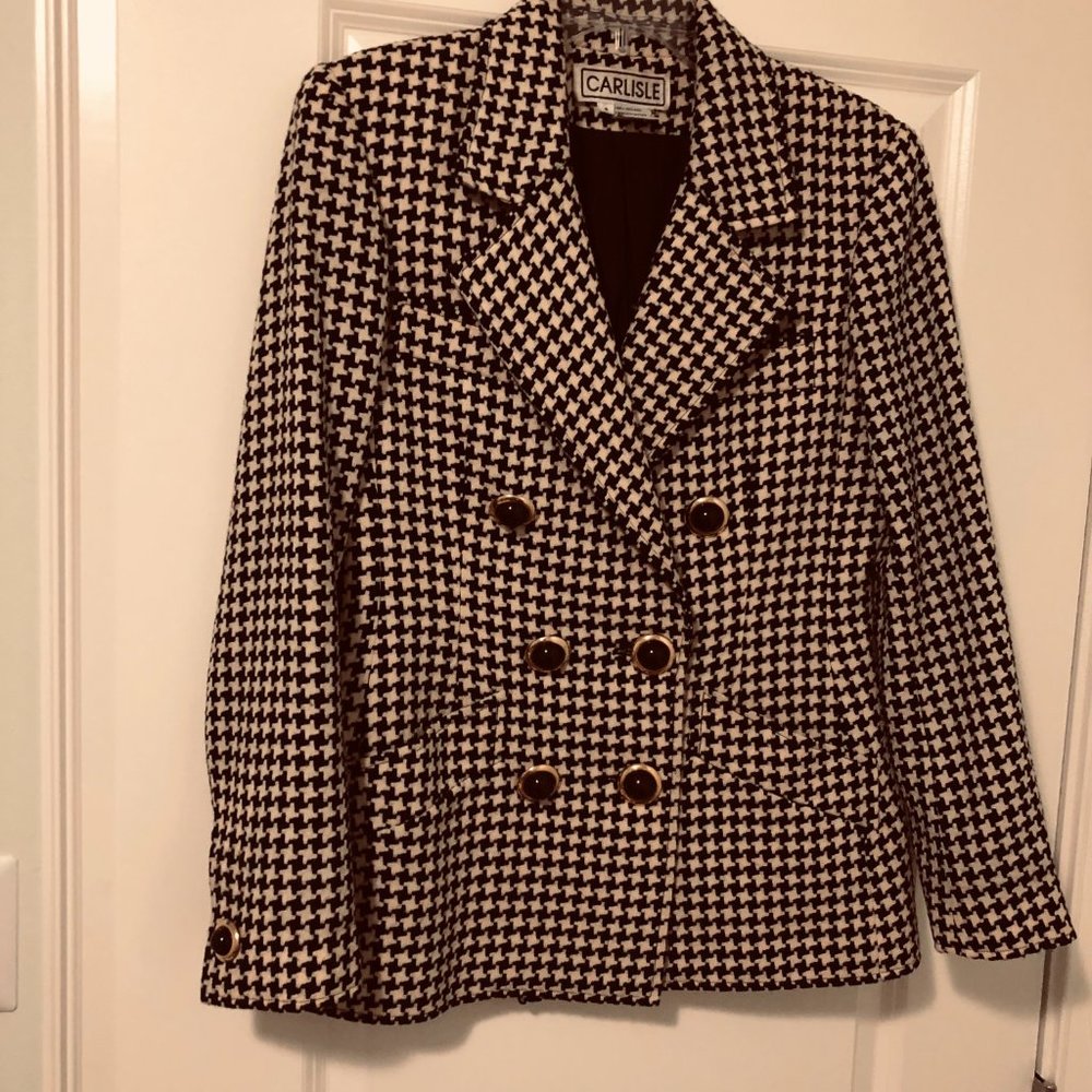 Vintage Carlisle Houndstooth wool jacket Size 4 - Picture 4 of 8